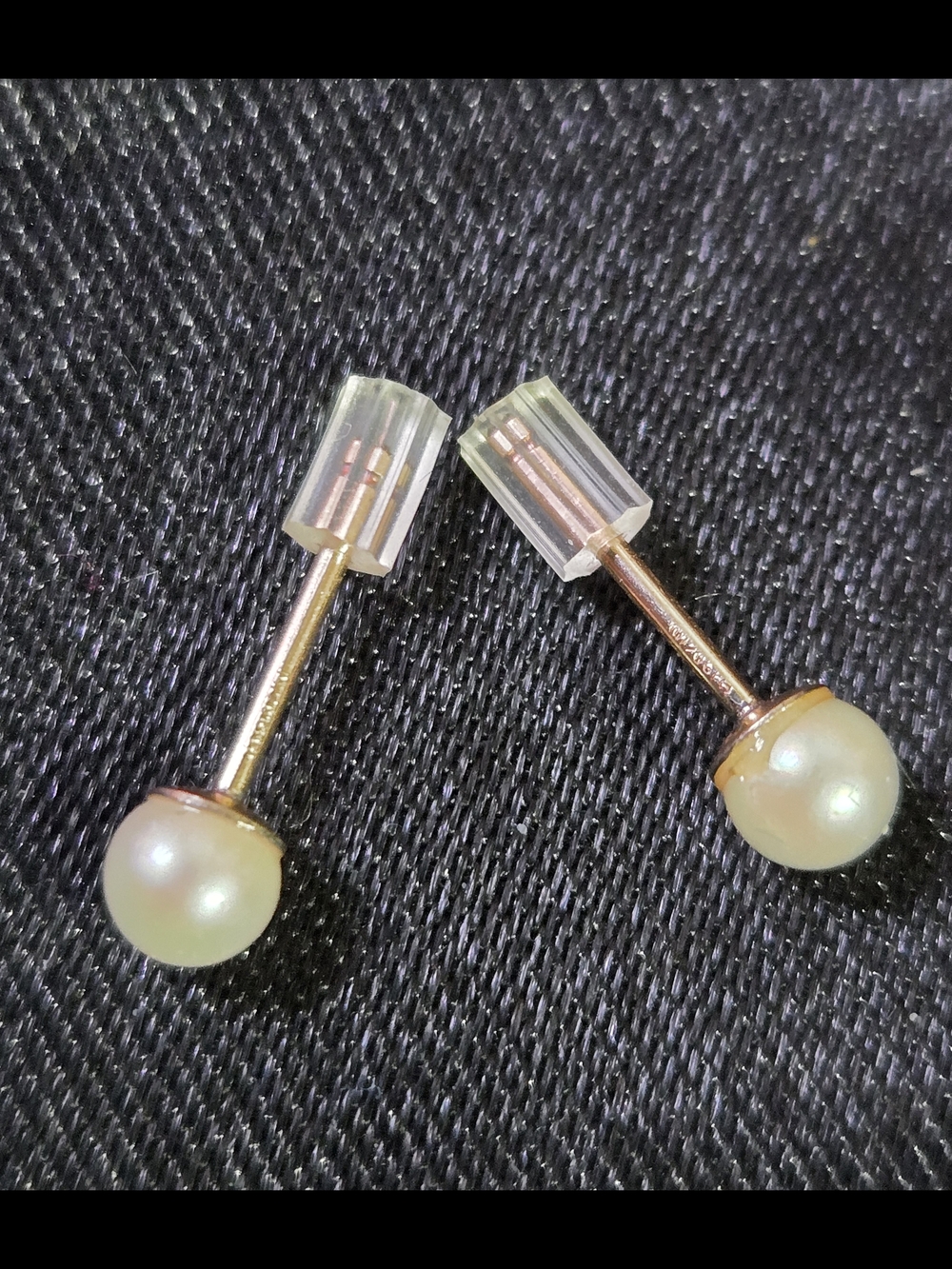 Gold Pearl Stud Earrings ✨️4mm AAA  Akoya Pearls✨️Stamped 14K Gold 1/20 - Picture 3 of 6